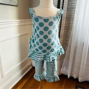 Naartjie Aqua Polka Dot & Striped Tank Top & Capri Set